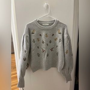 Oak + Fort Floral Embroidered Sweater - Never worn